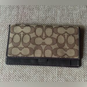 Coach Signature Canvas Check Book Cover Tan